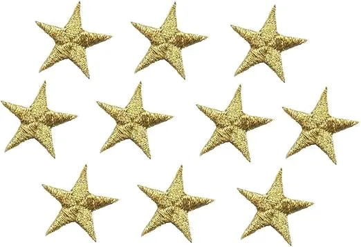 5/8 Inch Stars - Embroidered Iron on Patch (Gold (10 Pieces))