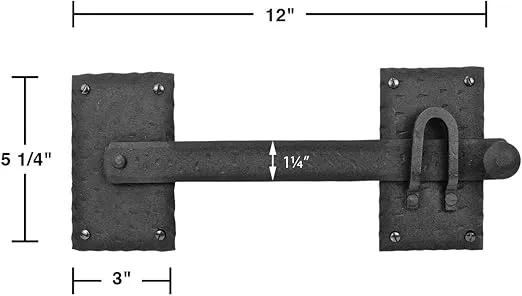 Renovators Supply Black Wrought Iron Gate Flip Latch - Decorative Antique Style Latch- Heavy Duty Security Latches with Hardware - Durable Two Sided Flip Door Locks for Safety - Large, 12 Inches