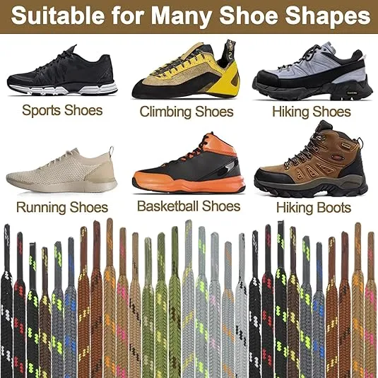 DELELE Round Work Boot Laces: Heavy Duty Hiking Shoe Laces for Boots 2 Pair