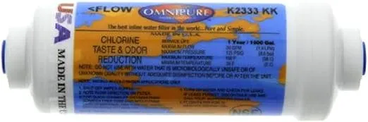 Omnipure K2333-KK 3/8" Quick Connect Inline GAC Water Filter
