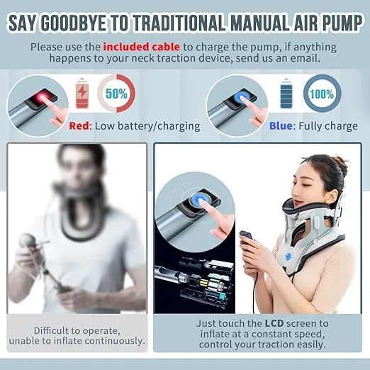 Twinklepoch Cervical Neck Traction Device, Electric Air Pump Cervical Traction Device with 3 Power Traction and 8 Built-in Airbag Support, Neck Pain Relief and Relaxation
