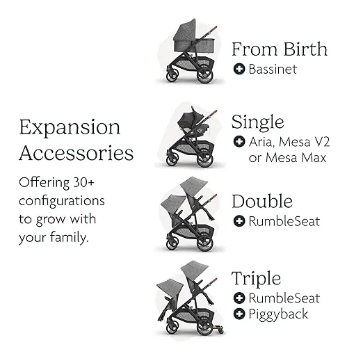 UPPAbaby Vista V3 Stroller - Full-Size Single-to-Double Stroller System - Toddler Seat, Bug Shield, Rain Shield, and Storage Bag Included - Declan (Oat Mélange/Silver Frame/Chestnut Leather)