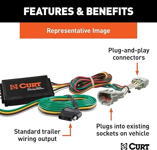 CURT 56300 Vehicle-Side Custom 4-Pin Trailer Wiring Harness, Fits Select Mazda CX-3 , Black