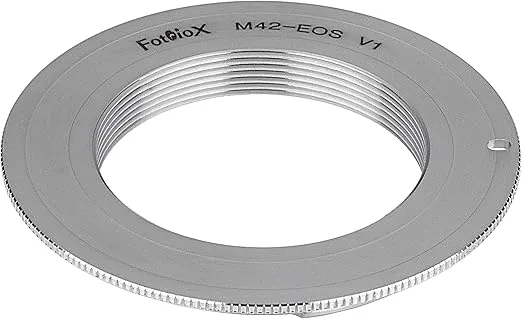 Fotodiox Pro Chrome (Type 1) Lens Mount Adapter - Compatible with M42 (42mm x1 Thread Screw) Lens to Canon EOS (EF, EF-S) Mount D/SLR Cameras