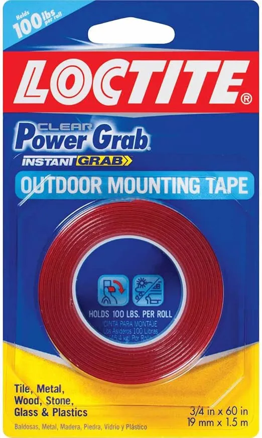 Loctite Clear Power Grab outdoor Mounting Tape 3/4 Inch by 60 Inch