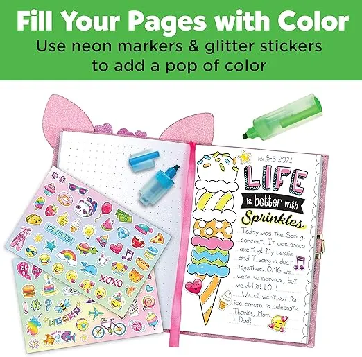 Creativity for Kids Deer Diary - Diary with Lock for Kids - 100 Page Writing Journal with Accessories