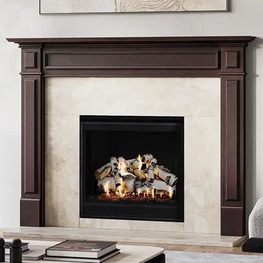 Modern Ember Riversdale 48x42 Inch Wood Fireplace Mantel Surround Kit | Unfinished - Traditional Design with Picture Frame Molding; Includes Wooden Mantel Surround & Shelf