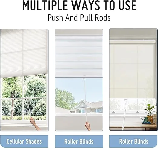 Keego Draw Rod for Cordless Window Blinds Down and Up Easy to Pull Pull Roller Blinds Rod for Window Shades Zebra Shades Cellular Shades 16 1/2-29 1/2 inches(White,1pc)