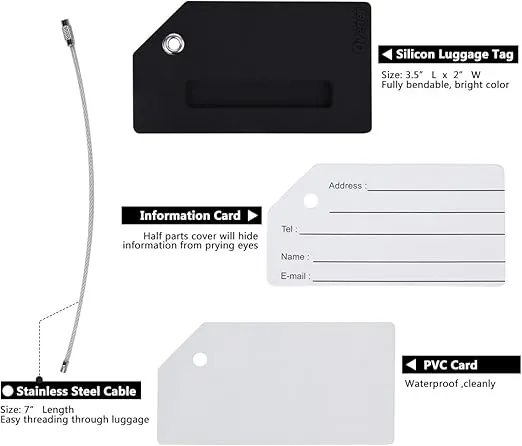 Silicone Luggage Tag with Name ID Card Perfect to Quickly Spot Luggage Suitcase