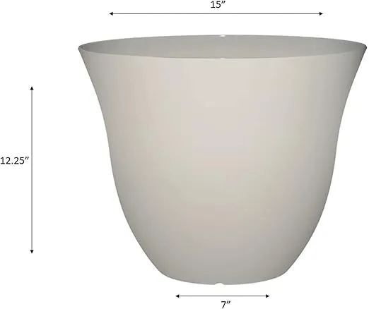 Classic Home and Garden Honeysuckle Resin Flower Pot Planter, White Vanilla, 15"