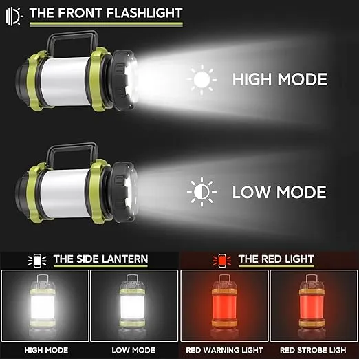Camping Lantern Rechargeable, Alpswolf Led Lantern Camping Flashlight with 4000 Capacity Power Bank, 6 Modes, IPX4 Waterproof, Portable Rechargeable Lanterns for Power Outage, Hiking Hurricane Outdoor
