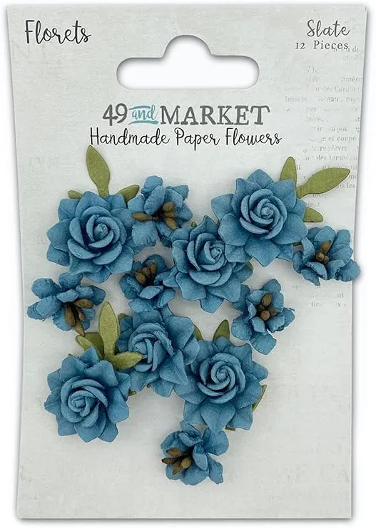 49 AND MARKET Slate Florets Paper Flowers 12 Count