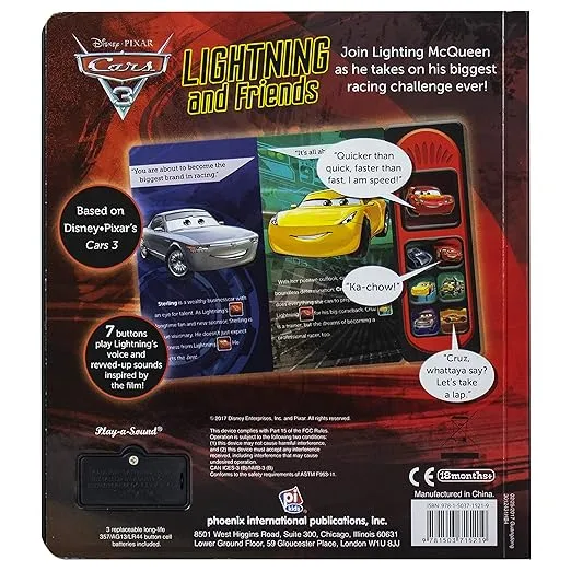 Disney Pixar Cars 3 - Lightning McQueen and Friends Little Sound Book - Play-a-Sound - PI Kids