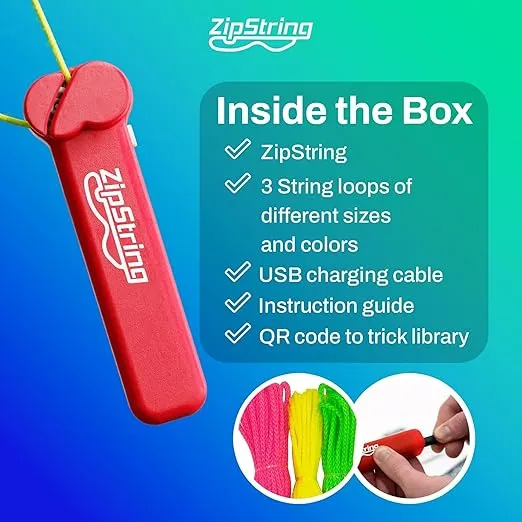 Original - As Seen on Shark Tank - Classic ZipString Rope Launcher Toy, Perfect for Kids & Adults - Fly a String Loop in The Air for Endless Tricks & Fun, Wonderment Awaits, Rock'it Red