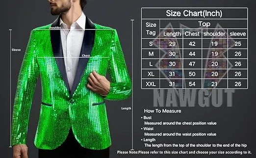 Nawgut Sequin Blazer Metallic Suit Disco Prom Shiny Jacket Wedding Party Banquet Fashion Tuxedo for Mens Adult