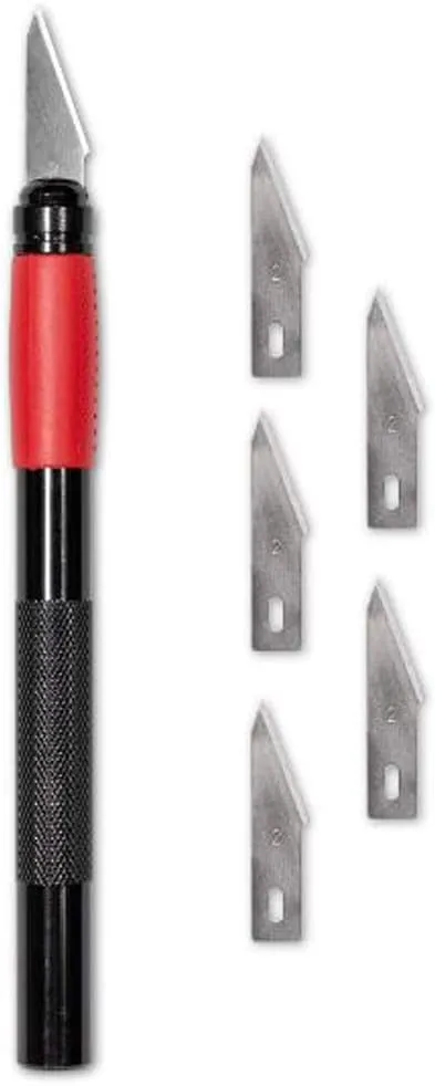 Angelus Detail Knife Precision Blade for Cutting Paper, Tape, Vinyl, Shoes, & 5 Blades
