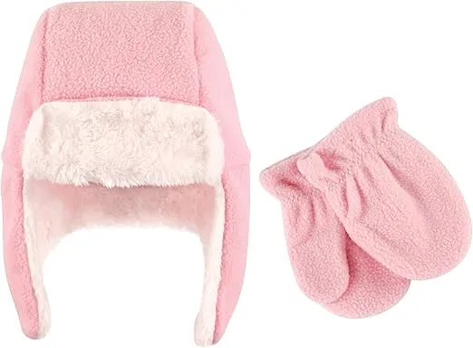 Hudson Baby Unisex Baby Fleece Trapper Hat and Mitten Set