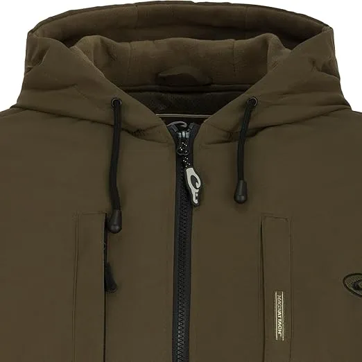 Drake Waterfowl Men's MST Waterproof Full Zip Hunting Warm Fleece Lined Hooded Jacket with 2 Chest Pockets & 2 Hip Pockets
