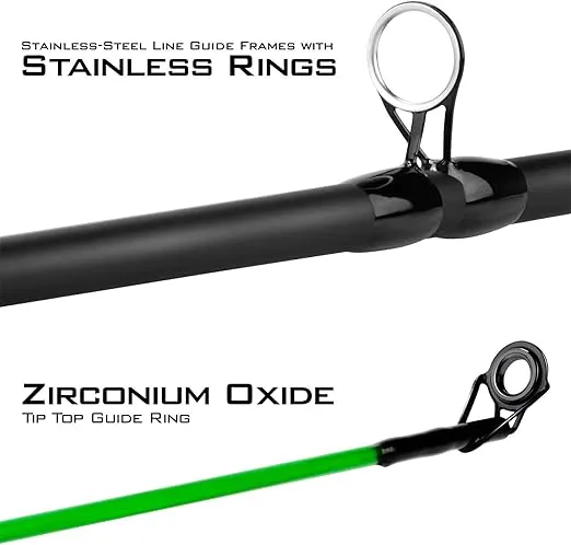 KastKing Brutus Spinning Rods & Casting Fishing Rods, Brute Tuff Composite Graphite & Glass Blanks, Stainless Steel Line Guides w/Zirconium Oxide Rings Tip Top, Chartreuse Strike Tip