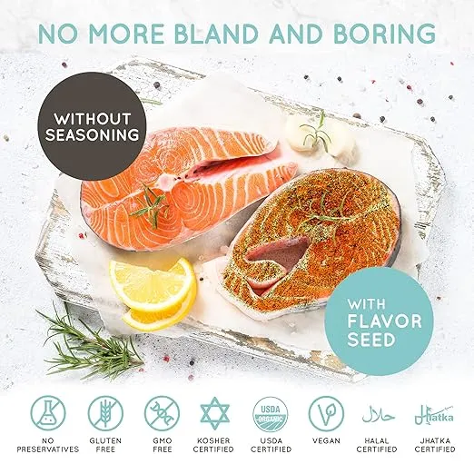 Flavor Seed Tidewater Organic Seafood Seasoning, All Purpose Fish Seasoning for Shrimp, Crab Meat, Lobster and Seafood Boils with Vegetables. Sugar Free, Plant Based, Vegan & Keto Friendly, Kosher, Resealable 5 oz Pouch
