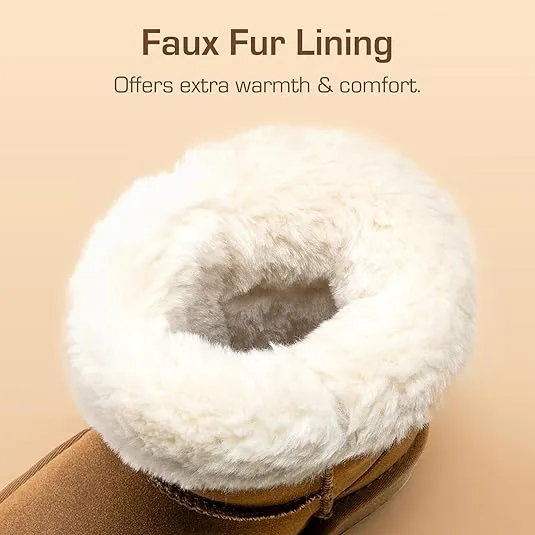 DREAM PAIRS Girls Boys Winter Boots Faux Fur Lined Mid Calf Kids Snow Tall Shoes FuzzyChic Kid's Buckle for Little Kid/Big Kid