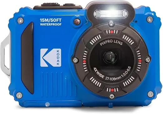 KODAK PIXPRO WPZ2 Rugged Waterproof Shockproof Dustproof WiFi Digital Camera 16MP 4X Optical Zoom 1080P Full HD Video Vlogging Camera 2.7" LCD (Blue)
