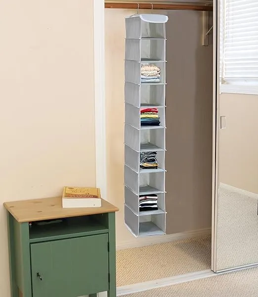 Simple Houseware 10 Shelves Hanging Shoes Organizer Holder for Closet, Grey