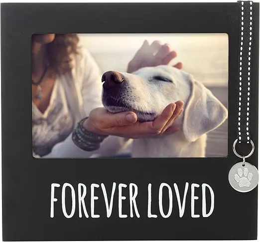 Pearhead Forever Loved Pet Keepsake Picture Frame, Photo Frame for Pet Owners and Dog Lovers, Ideal Memorial Gift for Loss of Dog and Pet Remembrance, Wall Mount And Tabletop Frame, Black