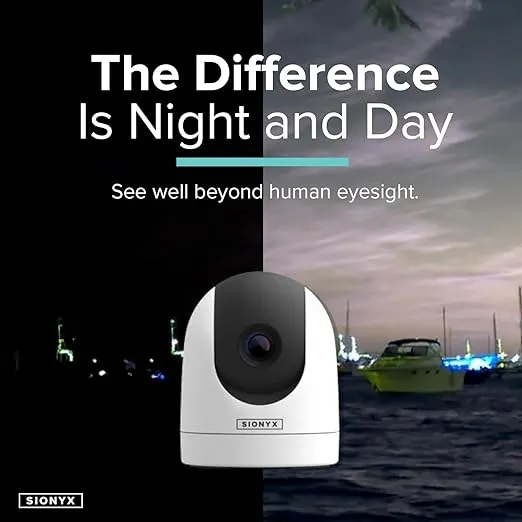 SiOnyx Nightwave Camera, Rugged Ultra-Low Light Night Vision Marine Camera, Flexible Connectivity, Temporary and Permanent Mounting Options, DIY Installation, White