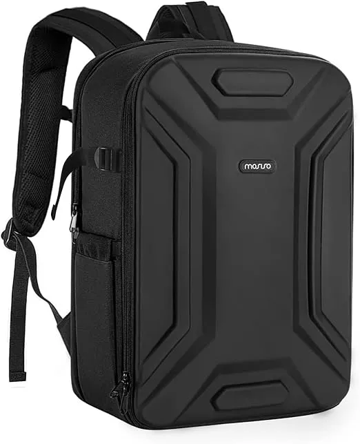 MOSISO Camera Backpack, DSLR/SLR/Mirrorless Camera Bag Waterproof Symmetric Geometric Hard Shell with Tripod Holder&15-16 inch Laptop Compartment Compatible with Canon/Nikon/Sony, Black