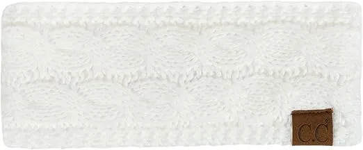 C.C Soft Stretch Winter Warm Cable Knit Fuzzy Lined Ear Warmer Headband