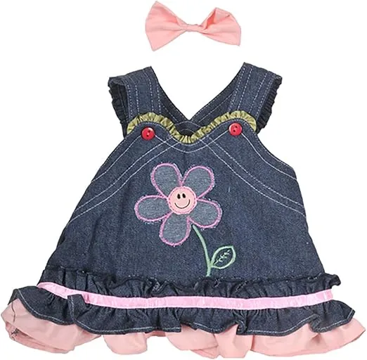 Summer Denim Dress w/Bow Teddy Bear Clothes Outfit Fits Most 14" - 18" Build-a-Bear and Make Your Own Stuffed Animals