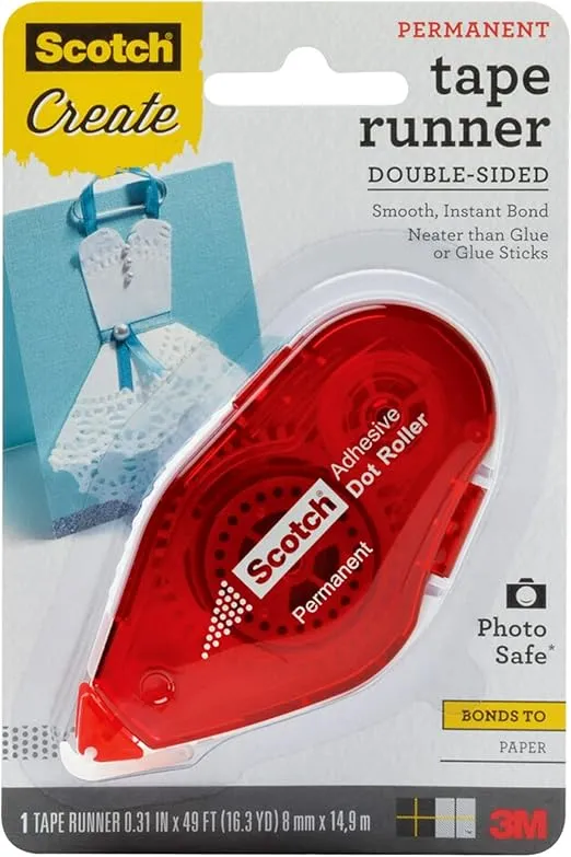 Scotch Tape Runner, Double Sided Tape Roller, .31 in x 49 ft, 1/Pack