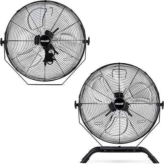 NewAir 18" High Velocity Outdoor Fan, Heavy Duty Waterproof 2-in-1 Floor Stand or Wall Mount Fan, Adjustable Tilt and 3 Speeds up to 4012 CFM | Wall Fan or Garage Fan for Indoor, Patio, Gym or Porch