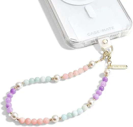 Case-Mate Phone Charm w/Beaded Pearls & Gold | Detachable Anti Theft Phone Strap | Hands-Free iPhone Wrist Strap for Women | Phone Chain Wristlet for Apple, Samsung, Google Pixel & More | Sugar Rush