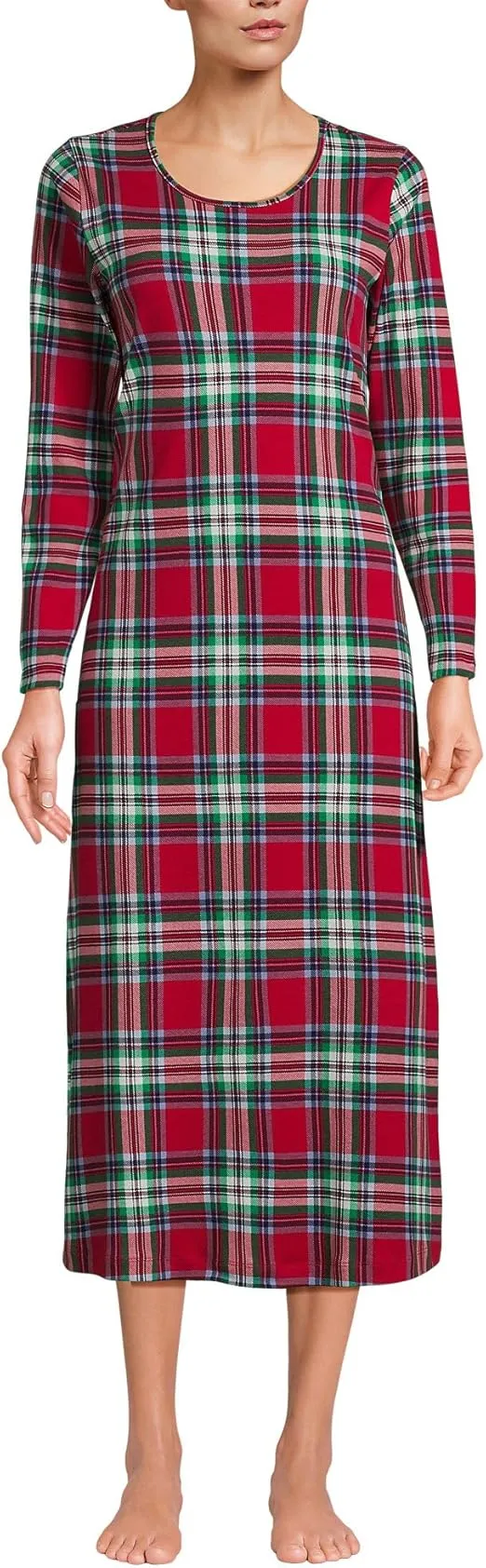 Lands' End Women's Cotton Long Sleeve Midcalf Nightgown