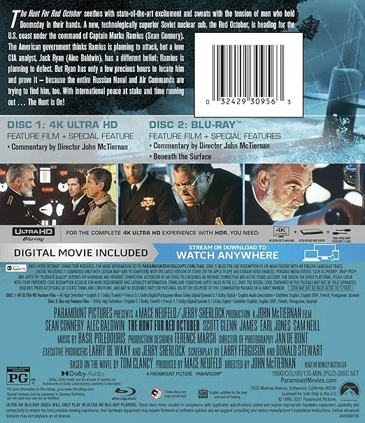 The Hunt For Red October [4K UHD + Blu_ray + Digital Copy] [Blu-ray]