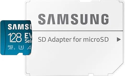 SAMSUNG EVO Select microSDMemory Card + Adapter, 128GB microSDXC, Up-to 160 MB/s, 4K UHD, UHS-I, C10, U3, V30, A2, for Mobile Phone, Smartphones, Nintendo-Switch, and Tablets (MB-ME128SA/AM)