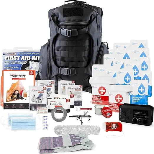 72 HRS Deluxe Emergency Survival Kit - Heavy Duty 72 Hour Bag Survival Kit for Earthquake, Hurricane, Tsunami, Winter, Blackout - Includes Emergency First Aid Kit, Water, Food