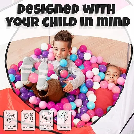 Click N' Play Plastic Balls for Ball Pit, Phthalate & BPA Free, Crush Proof Play Balls for Ball Pit, Pit Balls in Assorted Colors in Reusable and Durable Storage Mesh Bag with Zipper | 200, 1000 count