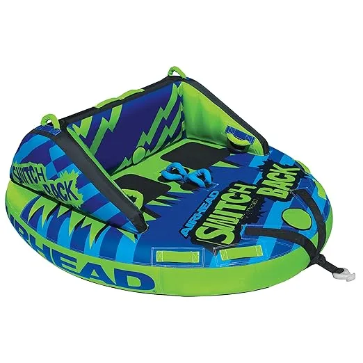 Airhead Switchback Towable 1-4 Rider Tube for Boating and Water Sports, Double-Stitched Full Nylon Cover and Patented Speed Safety Valve for Easy Inflating & Deflating