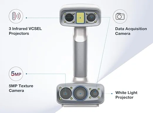 EinScan H2 Hybrid LED and Infrared Light Source Handheld Color 3D Scanner with Solid Edge Shining3D Version CAD Software