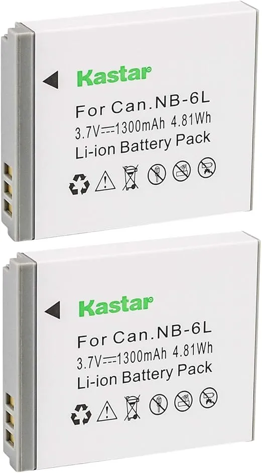 Kastar NB-6L Battery (2-Pack) for Canon PowerShot D10, D20, ELPH 500 HS, S90, S95, S120, SD770, SD980, SD1200, SD1300, SD3500, SD4000, SX170, SX240, SX260, SX270, SX280, SX500, SX510, SX600, SX701 HS