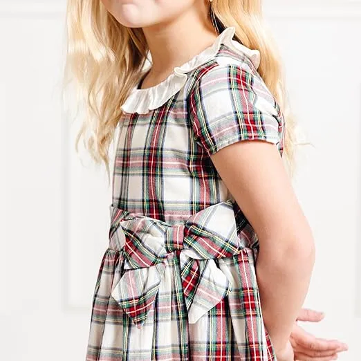 Hope & Henry Girls' Short Sleeve Special Occasion Peter Pan Collar Dress