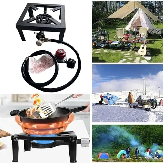 Heavy Duty Turkey Fryer Single Propane Burner Cooker, Outdoor Stove, Garden Patio BBQ Grill for Home Brewing, Maple Syrup Prep, Cajun Cooking, Camping, with CSA Listed 0-20 PSI Regulator and 5ft Hose
