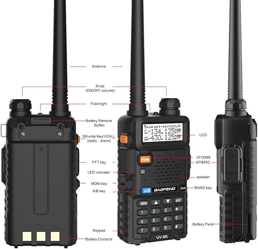 BAOFENG UV-5R Dual Band Two Way Radio (Black), 144-148MHz & 420-450MHz