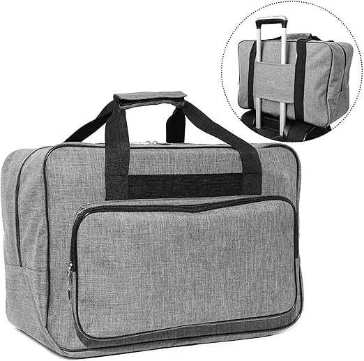 Bright Creations Gray Sewing Machine Carrying Case - Universal Tote Travel Bag Accessories Organizer Compatible with Most Standard Machines (18.1 x 9.4 x 12.2 Inch)