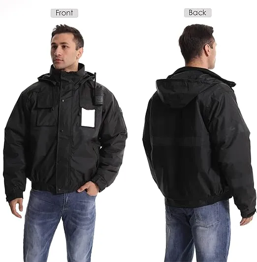 SKSAFETY High Visibility Reflective Jackets for Men, Waterproof Safety Jacket for Men with Pockets, Black Work Construction Coats for Winter Cold Weather,Medium, 1 Pack