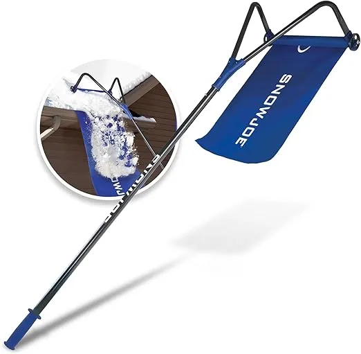 Snow Joe Roof Rake Snow Removal Tool with 28-Foot Reach and 20-Foot Debris Slide, Blue