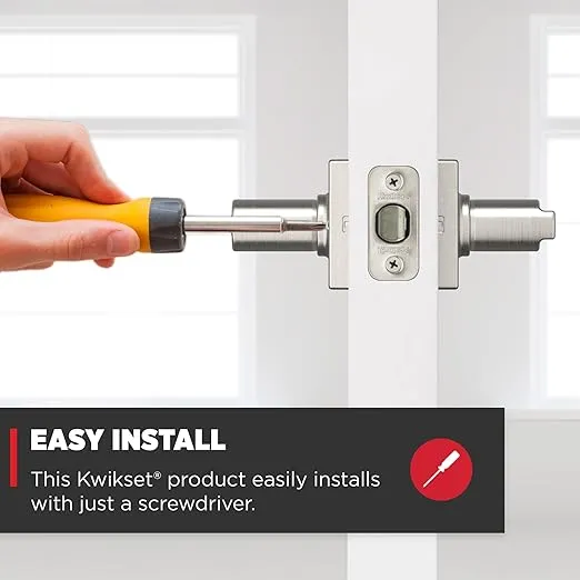 Kwikset Casey Interior Privacy Door Handle with Lock, Door Lever For Bathroom and Bedroom, Satin Nickel Reversible Keyless Turn Lock, with Microban Protection